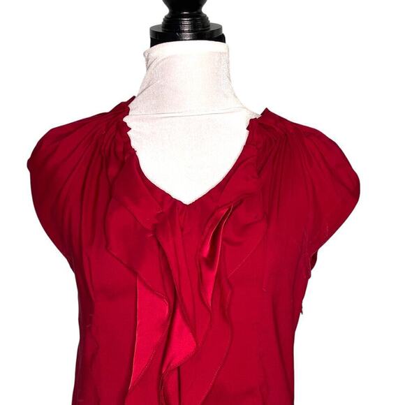 Express Satin Ruffle Cap Sleeve Top Red Size Small - Picture 2 of 8